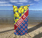 a beach towel with a baseball design on it