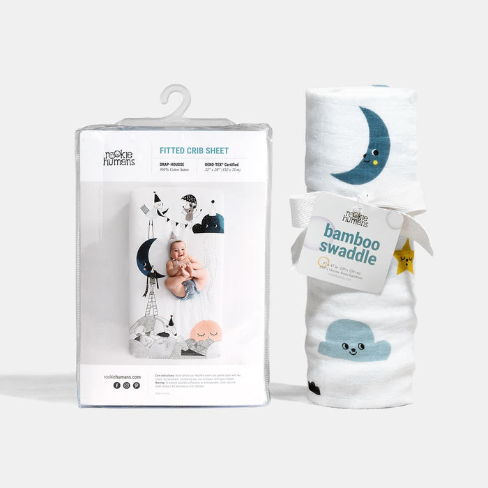 Crib Sheet & Swaddle Baby Gift Set - Moon's Birthday