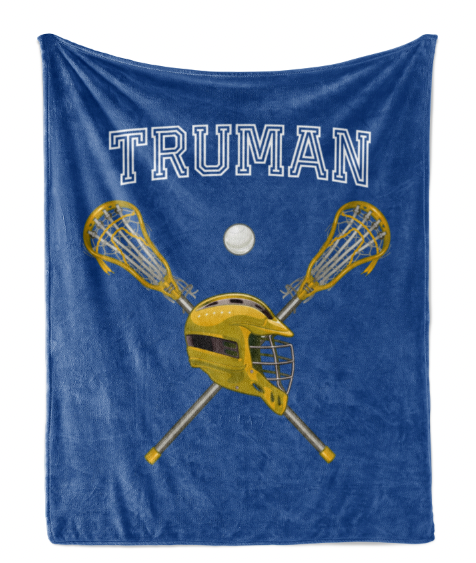 Lacrosse Name Blanket Choose Colors Stick and Helmet - Personalized Blanket