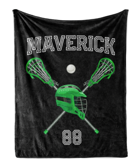 Lacrosse Name Blanket Choose Colors Stick and Helmet - Personalized Blanket