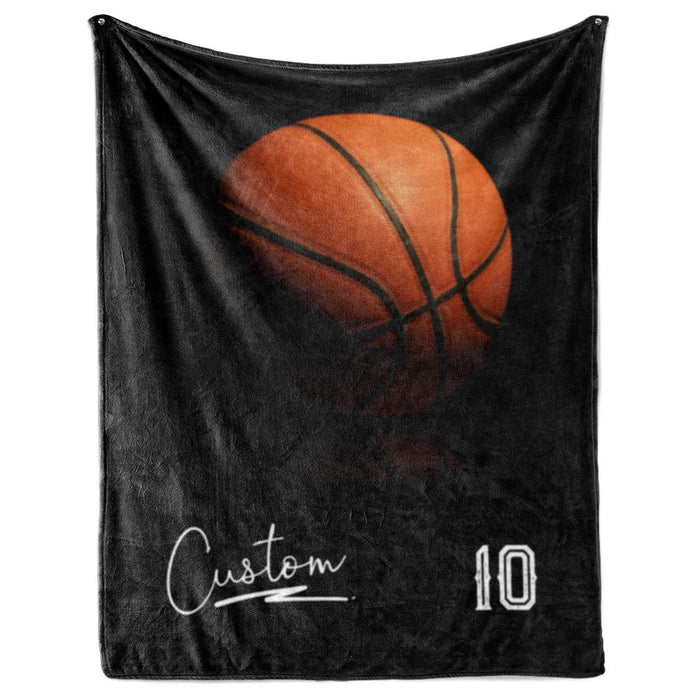 Basketball with Signature and Number - Personalized Blanket